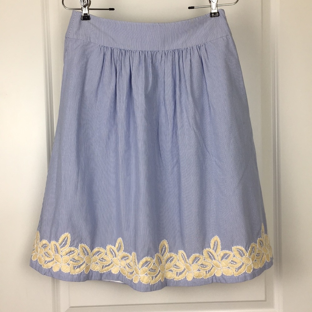 J. Crew Rafia Embroidered Striped Skirt